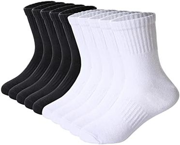 DoSmart Kids Crew Athletic Socks Boys Girls Classics Cotton School Uniform Childs Sports Breathable Casual Socks 10 Pairs (6-8 Years, 10 Pairs Black+White)