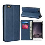 SunYoo for iPhone 6 Case,for iPhone 6s Case,Cowhide Pattern Leather Magnetic Book Wallet Case Stand Holder Flip Cover with Card Slots/Cash Compartment for iPhone 6/6s(4.7")-Navy Blue