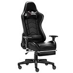 JL Comfurni Gaming Chair Office Desk Chair Ergonomic Swivel PC Computer Chairs Heavy Duty Recliner High Back with Lumbar Cushion Black