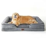 Bedsure Dog Sofa Bed Extra Large - Washable Orthopedic Dog Beds and Couch with Removable Flannel Zipper Cover, XL Plus Waterproof Human Dog Bed for Adults, Grey Squre Pet Bed, 122x89x20cm