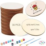 30 Pcs Balsa Wood Sheets Wood Pieces Plywood 1/10 X 4 Inch / 100mmx100mmx2.7mm with Color Craft Wood Panel Wood Cutouts for Crafts, Woodwork, Model, Art and Craft Home Decoration, DIY Supplies-Round