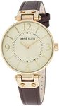 Anne Klein Women's 109168IVBN Gold-Tone Stainless Steel Watch with Brown Leather Band