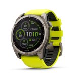 Garmin fēnix 8 – 51 mm, Solar, Sapphire, Premium Multisport GPS Smartwatch, Long-Lasting Battery Life, Dive-Rated, Built-in LED Flashlight, Titanium with Amp Yellow/Graphite Band