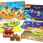 Imagimake Mapology Ultimate Combo: India & World Map Puzzle, Solar System Puzzle & Monument of India Construstion Set - Educational Toy for Kids Above 5 Years