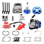 GOOFIT Blue 44-6 Big Bore 2 Stroke Engine Cylinder Piston kit with Carburetor Air Filter ignition coil Set Replacement for 43cc 47cc 49cc Pocket Bike Atv Quad Mini Motocross