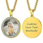 PROSTEEL Chain with Picture Pendant Necklace for Men Memorial Gifts Personalized Engraved Necklace