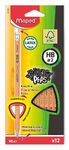 Maped Black Peps Graphite No.2 Pencils with Erasers, FSC certified wood, 12 Pack (851748FC)