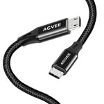 AGVEE [2 Pack 3ft] USB-C to Micro USB Cable, Braided Durable Fast Charger Data Sync Cord Charging Wire for Samsung Galaxy S7 S6, J7, J3, LG, PS4, Kindle, PS4 Xbox Controller, Android Phone, Black