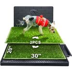 Hompet Dog Potty for Indoor or Porch, 2 Pcs Artificial Grass Training Pads with Pee Baffle, Reusable Dog Grass Pad with Tray, Alternative to Puppy Pads, Portable Dog Litter Box for Small/Medium Dogs