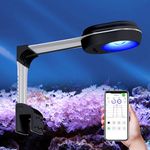 PopBloom RL60 WiFi Marine LED Aquarium Light Reef Aquarium Lamp 20in 50cm Marine Fish Tank, APP Control 4 Channels with Mounting Arm Kit (60W RL60 Black)