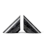 Fox Run 100% Natural Polished Marble Bookends, Black, Set of 2, Angled