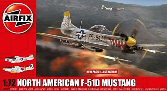 Airfix Model Airplane Kit Gift Set - A02047A North American F-51D Mustang, Plastic Plane Model Kits for Adults & Kids 14+, Skill Level 1, 1:72 Scale WW2 Military Aircraft Models