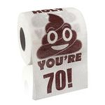 Happy 70th Birthday Gifts, 3-Ply Funny Toilet Paper Roll, Holy Poop You're 70 Printed Toilet Paper Gag Gift, Pranks & Surprises Bathroom Decor for Boys Son and Girls, Cheers to 70 Bday Party Supplies