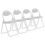 Harbour Housewares Padded Folding Chairs - White - Pack of 4