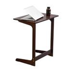 Forevich Tv Tray Table Bamboo Wood Laptop End Side Table for Sofa Couch Bed C Shaped Brown