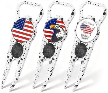Amy Sport Premium Golf Divot Repair Tool Ball Markers with Belt Clip Value 3 Pack, 7-in-1 Tools Leather Grip Club Holder, Bottle Opener, Club Groove Cleaner, Putting Alignment Guide (White)