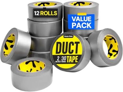 12 Pack Duct Tape Heavy Duty Waterproof - 2 In x 90 Ft - All-Weather, Silver, Easy to Tear, Strong Hold, No Residue, Gray Bulk Waterproof Tape for Repairs, DIY, Sealing, B2B, Home, Office, Outdoor Use