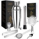 LIVEHITOP Cocktail Making Set, 9Pcs Stainless Steel Bartender Kit Professional Cocktail Shaker Set with 750ML Boston Shaker for Home, Bar, Party