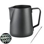 Chef Prosentials Espresso Milk Frothing Pitcher, 12 oz 20 oz, Stainless Steel Milk Jug Milk Frother Cup, Inner and outer coating, For Latte Art Coffee Machine Tool Steaming Pitcher(20 oz, Black)