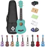 Soprano Ukulele Beginner Pack, 21 Inch Basswood kids Ukuleles Starter Kit with Gig Bag Digital Tuner Spare Strings and Picks. (green)