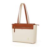 Mokobara | The Dawn Tote Shoulder Bag Fits Upto 14" Laptop, Perfect for Work & Daily Use, Crafted with Vegan Leather, Designed for Women (Coconut Cream)