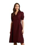 Symbol Premium Women's Polyester Fit and Flare Midi Dress (SBP-SS24-WDR-607_Wine_XXL)