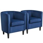 Yaheetech Velvet Tub Chairs set of 2, Accent Living Room Chairs set of 2, Barrel Upholstered Armchairs, Modern Club Sofa Chairs for Bedroom Lounge Reception, Blue