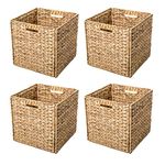 Foldable Hyacinth Storage Basket with Iron Wire Frame By Trademark Innovations (Set of 4)