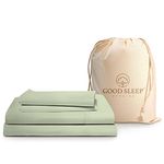 100% Egyptian Cotton King Bed Sheets, 1000 TC Cooling Sheets, 4 Pc Sage King Size Bed Sheets Set, 16" Deep Pocket King Sheet Set, Soft King Size Sheet Set with Pillowcases, Fitted & Flat Sheet