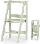 dadada Foldable Toddler Tower - Montessori Tower with Baby-Safe Finishes - Folding Toddler Kitchen Tools and Collapsible Step Stool - Toddler Ladder for Kitchen (sage Green)