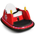 COSTWAY Kids Bumper Car, 360-Degree Rotation Spin Children’s Waltzer Cars with Joystick, Remote Control, Colorful Flashing Lights and Music, Battery Powered Ride on Toy for Boys Girls (Red)