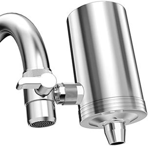 Kintim 4542.5ls Faucet Water Filter, Carbon Fibre Water Filtration System, Tap Water Filter with Two 360-Degree Swivel for Outlet Adjustment, Reduces Chlorine, Lead, Bad Taste and More