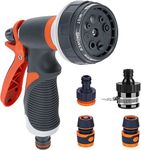 Calyrex Garden Hose Pipe Multi Spray Watering Gun Starter Set,8 Adjustable Patterns High Pressure Spray Head Hose Nozzle,Hose Connectors Hose Attachments for Watering Plants Or Lawns,Shower Pets