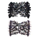 Ruihfas 2 Pcs Stretchable Hair Comb for Lady Women Girls Hair Styling Combs, Easy Stretch Beaded Combs Clips