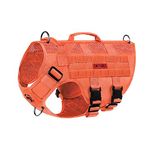 OneTigris No Pull Tactical Dog Harness for Medium Dog, Mesh Design Breathable Military Dog Molle Vests with Handles, Service Dog Vest Harness for Walking Hiking Training (S, Orange)