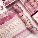 Doraking 12Rolls Decorative Washi Masking Tapes Set for Scrapbooking Gift Wrapping Decoration Arts & Crafts, Washi Tapes Set (Pink)