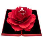 Engagement Ring Box,Ring Rose Box Surprise Jewelry Storage Holder for woman as Proposal Engagement Wedding Ring Jewelry Gift Case in Valentine's Day ect.