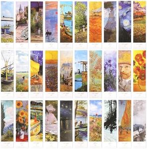 30PCS Bookmarks,GeeRic 4 * 15CM Vintage Painting Themed Paper Book Markers Page Clip Book Lovers Gifts for School Students Teachers Office Reading Stationery