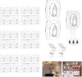 CLAPONE 60 Pieces Christmas Light Clips Outdoor Light Clips Adhesive Patio Light Clips Decorative Light Hooks Mini Cable Clips Decoration Clips Self Adhesive Hooks for Fairy String Light(Clear)