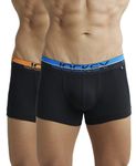 Jockey FP03 Men's Super Combed Cotton Rib Solid Trunk with Ultrasoft Waistband (Pack of 2)_Black_L