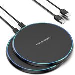 Wireless Charger Compatible with iPhone 16 15 14 13 12 11 Pro Max/Mini/Plus/XR/X/8, 15W Max Fast Wireless Charging Pad Mat for Samsung Galaxy S23/S22/S21/S20/S10, Galaxy Buds, 2 Pack