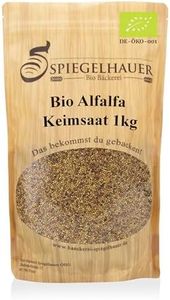 Semillas orgánicas para germinados de alfalfa - Semillas para germinar brotes de alfalfa - fuente de energía saludable - nutritivas y sabrosas para ensaladas - Contenido: 1 kg semillas de alfalfa