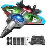 4DRC V32 Foam Remote Control Airplanes with 3 Batteries, RC Planes for Kids Adults, RC Airplane Fighter Jet with Light, 360° Flip Fighter Jet Toys, Stunt Roll, Airplane Toy Gifts for Kids Boys