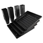 Artilife Square Black Plastic Nursery Pots Seed Starting Kit Include 64Pc Seed Starting Pots and 4Pcs Plant Trays with Holes for Plant Growing