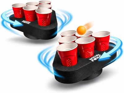 Whirl Pong Spinning Cup Pong Game - Black, Foam Triangle on Electric Spinning Platforms - Perfect for Tailgates, Socials, & Parties - USB Rechargeable, Waterproof, & Portable (Set of 2)
