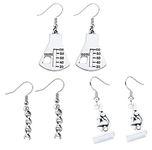 Unique Microscope Earrings DNA Science Scientist Gifts Biology Lab Chemistry Teacher Gift Science Neird Jewelry Gifts Dangle 3 Pairs, Stainless Steel, No Gemstone