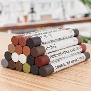 DEWEL Wood Filler Sticks, 18 Colors Wood Wax Crayons for Scratches, Wood Floor Repair Wax Filler Sticks, Furniture Scratch Repair Crayons Kit for Wood Cracks, Holes, Tables, Cabinets