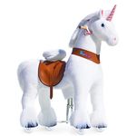 PonyCycle Mechanical Ride On Unicorn Hobby Horse Toy with Wheels Classic Model U Plush Walking Animal Rideable Unicorn for Older Big Kids Ages 7 to adults Indoor Outdoor Riding unicorn Toy White Ux504