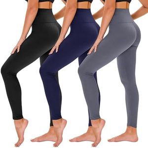 TNNZEET 3 Pack Black Leggings for Women - Tummy Control High Waisted Soft Yoga Pants for Workout