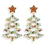 Christmas Tree Earrings for Teen Girls Colorful Rhinestone Christmas Earring Sparkly Holiday Earrings Jewelry Christmas Day Gifts